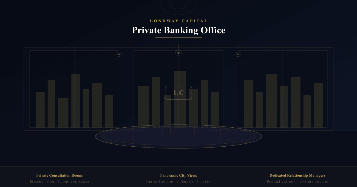 Londway Capital private banking consultation room with panoramic city views and premium furniture